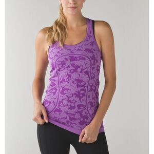 Women Lululemon Swiftly Tech Racerback Full Length Heathered Tender Violet Sz 8